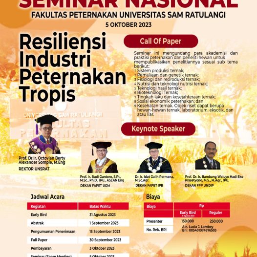 Seminar Nasional Fakultas Peternakan Unsrat “Resiliensi Industri Peternakan Tropis”